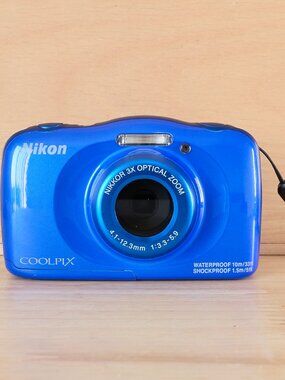 Nikon Coolpix S33 13.2MP Waterproof Digital Camera Blue Tested